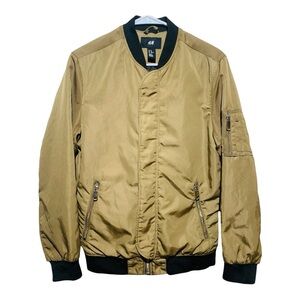 Women’s H&M Padded Bomber Jacket Gold & Black Size XS